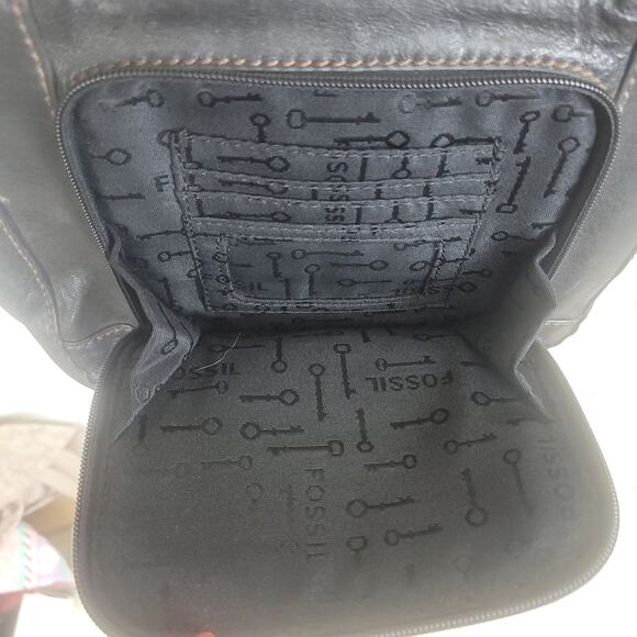 Vtg Fossil Carson Black Leather shoulder crossbody bag - Picture 8 of 10